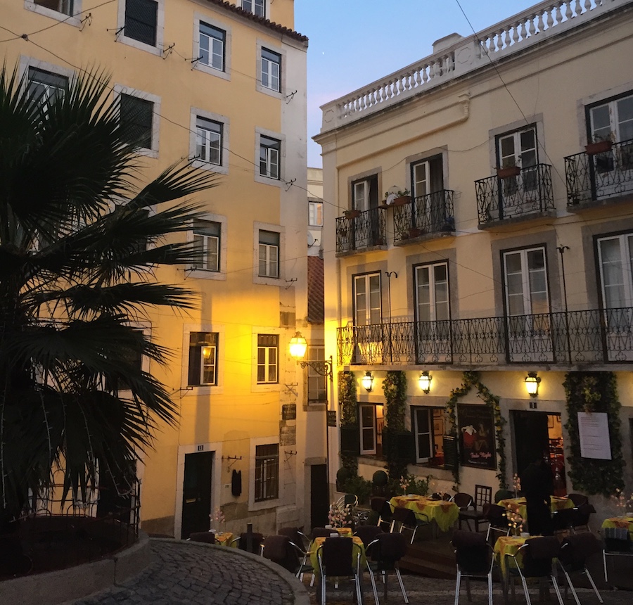 The romantic courtyards are great to check out in Lisbon at night